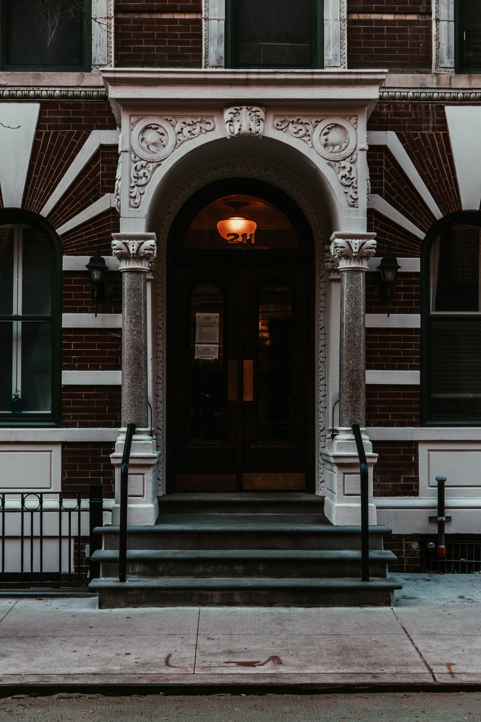 NYC apartment building entrance typical of co-op and condo buildings